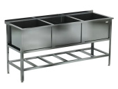 Ванна моечная Кобор ВМСБ/3-145/53/430 размером 53*145*87 см, сварная, 3 секционная, борт
