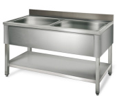 Ванна моечная 2-секционная цельнотянутая 50*40*25см с каркасом из нержавеющей стали Kocateq STR2V126