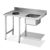 Стол с мойкой и отверстием для слива для купольных посудомоечных машин, соединение слева Smeg WT51200SHL